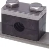 Edelstahl-Rohrschelle, 20mm, Baugröße 2, schwere Baureihe, verlängerte Anschweißplatte