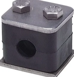 Edelstahl-Rohrschelle, 26,9mm, Baugröße 4, leichte Baureihe, mit Anschweißplatte & Deckplatte