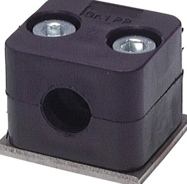 Edelstahl-Rohrschelle, 48,3mm, Baugröße 6, leichte Baureihe, mit Anschweißplatte