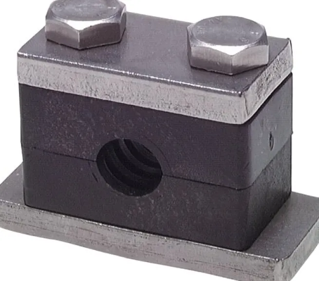 Edelstahl-Rohrschelle, 10mm, Baugröße 1, schwere Baureihe, mit Anschweißplatte & Deckplatte