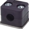 Edelstahl-Rohrschelle, 14mm, Baugröße 2, leichte Baureihe, mit Anschweißplatte