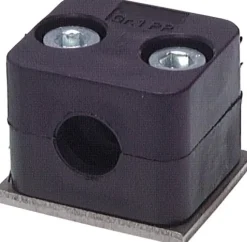 Edelstahl-Rohrschelle, 14mm, Baugröße 2, leichte Baureihe, mit Anschweißplatte