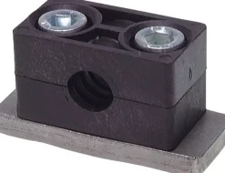 Edelstahl-Rohrschelle, 30mm, Baugröße 3, schwere Baureihe, mit Anschweißplatte