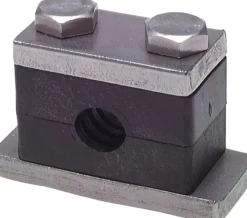 Edelstahl-Rohrschelle, 12mm, Baugröße 1, schwere Baureihe, mit Anschweißplatte & Deckplatte