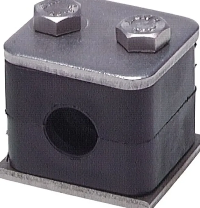 Edelstahl-Rohrschelle, 42mm, Baugröße 5, leichte Baureihe, mit Anschweißplatte & Deckplatte