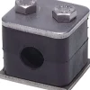 Edelstahl-Rohrschelle, 35mm, Baugröße 5, leichte Baureihe, mit Anschweißplatte & Deckplatte