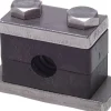 Edelstahl-Rohrschelle, 8mm, Baugröße 1, schwere Baureihe, mit Anschweißplatte & Deckplatte