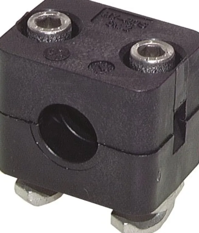 Edelstahl-Rohrschelle, 15mm, Baugröße 2, leichte Baureihe, zum Aufbau auf C-Tragschiene