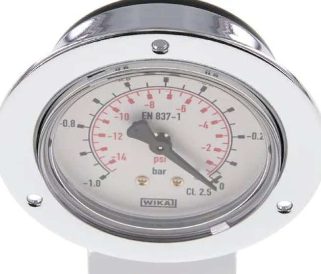Einbaumanometer (CrNi/Ms), Frontring, 63mm, -1 bis 0 bar