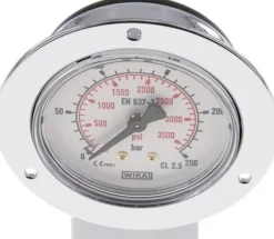 Einbaumanometer (CrNi/Ms), Frontring, 63mm, 0 - 250 bar