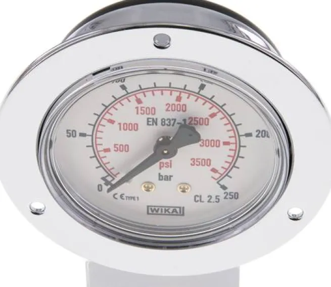 Einbaumanometer (CrNi/Ms), Frontring, 63mm, 0 - 250 bar
