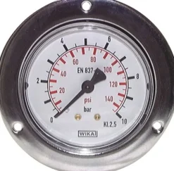 Einbaumanometer (CrNi/Ms), Frontring, 63mm, 0 - 250 bar