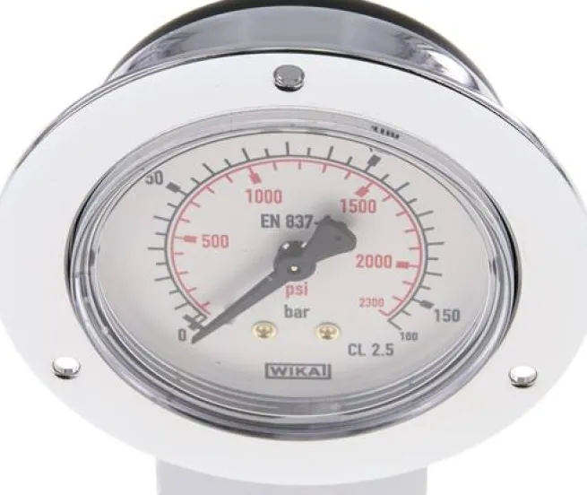 Einbaumanometer (CrNi/Ms), Frontring, 63mm, 0 - 160 bar
