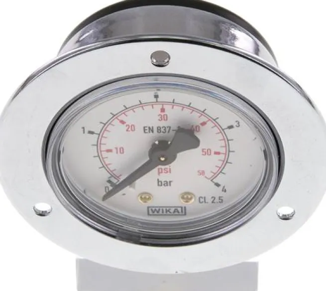 Einbaumanometer (CrNi/Ms), Frontring, 50mm, 0 - 4 bar