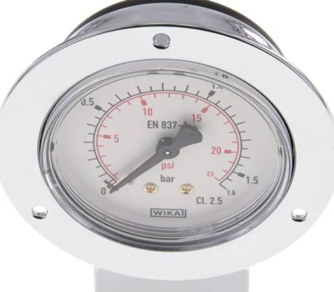 Einbaumanometer (CrNi/Ms), Frontring, 63mm, 0 - 1,6 bar