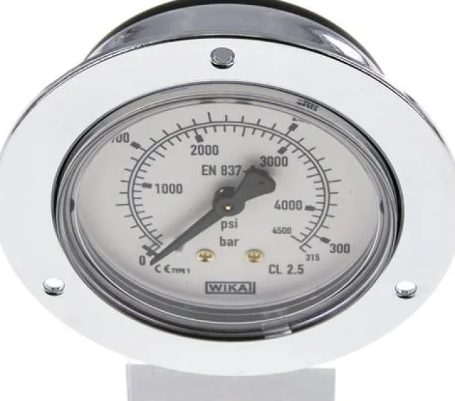 Einbaumanometer (CrNi/Ms), Frontring, 63mm, 0 - 315 bar