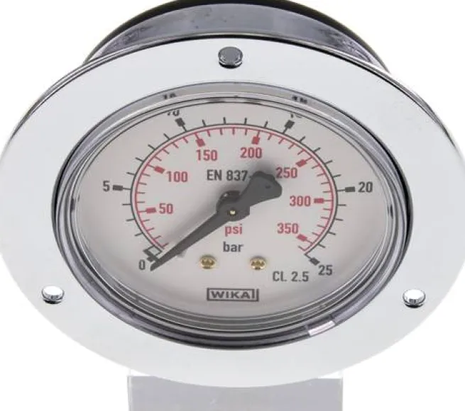 Einbaumanometer (CrNi/Ms), Frontring, 63mm, 0 - 25 bar