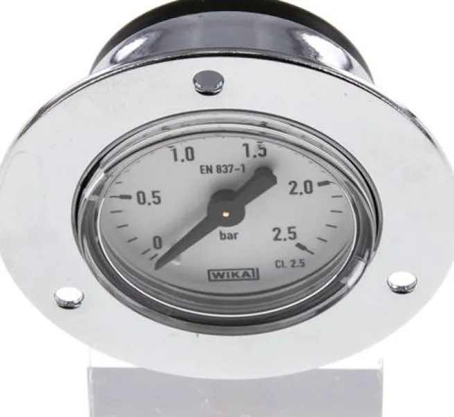 Einbaumanometer (CrNi/Ms), Frontring, 40mm, 0 - 2,5 bar
