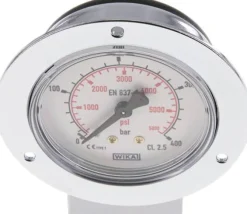 Einbaumanometer (CrNi/Ms), Frontring, 63mm, 0 - 400 bar
