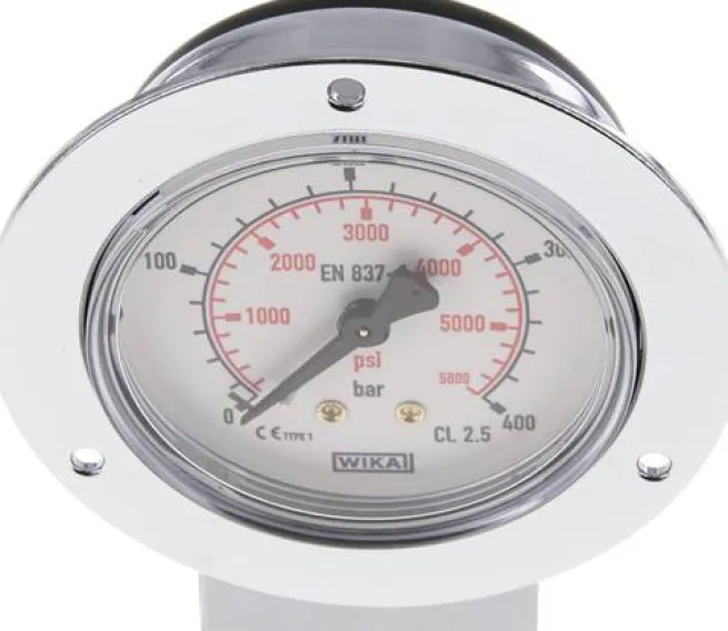 Einbaumanometer (CrNi/Ms), Frontring, 63mm, 0 - 400 bar