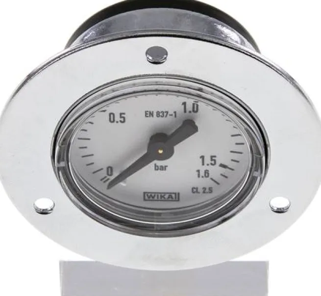 Einbaumanometer (CrNi/Ms), Frontring, 40mm, 0 - 1,6 bar