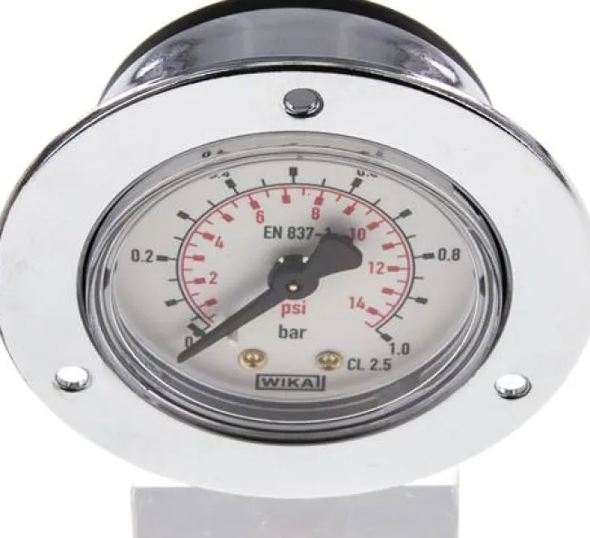 Einbaumanometer (CrNi/Ms), Frontring, 50mm, 0 - 1 bar