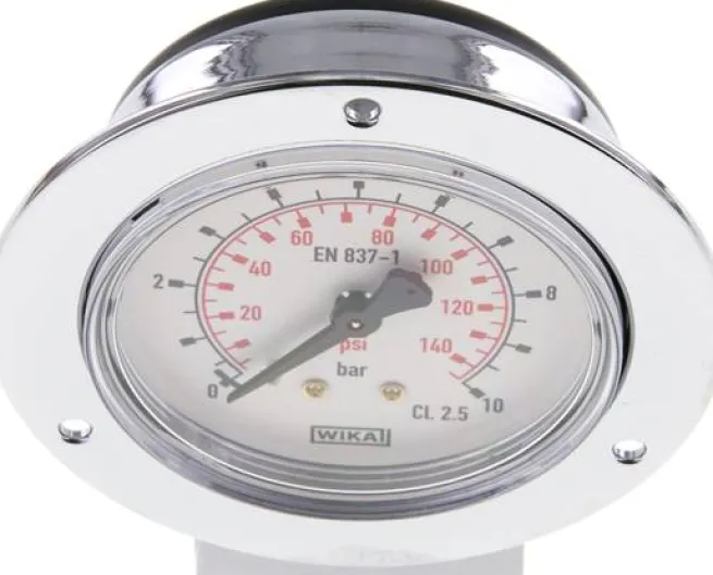 Einbaumanometer (CrNi/Ms), Frontring, 63mm, 0 - 10 bar