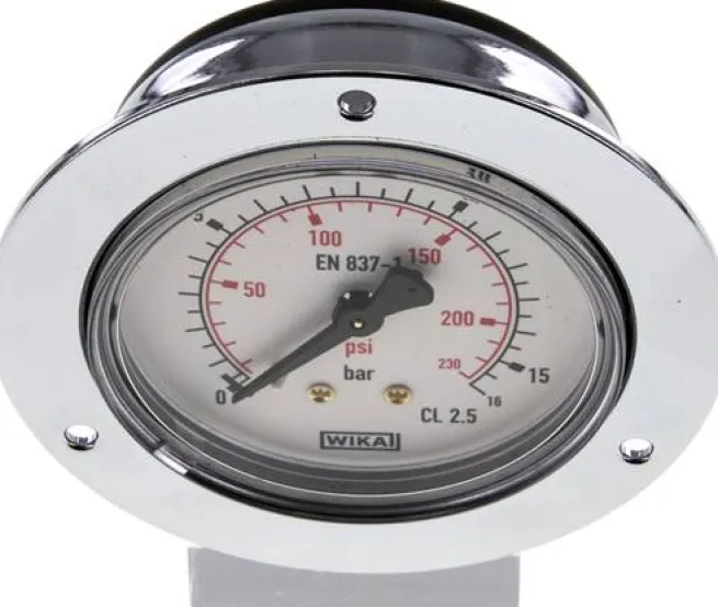 Einbaumanometer (CrNi/Ms), Frontring, 63mm, 0 - 16 bar