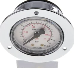 Einbaumanometer (CrNi/Ms), Frontring, 50mm, 0 - 16 bar