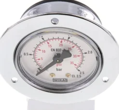 Einbaumanometer (CrNi/Ms), Frontring, 50mm, 0 - 2,5 bar
