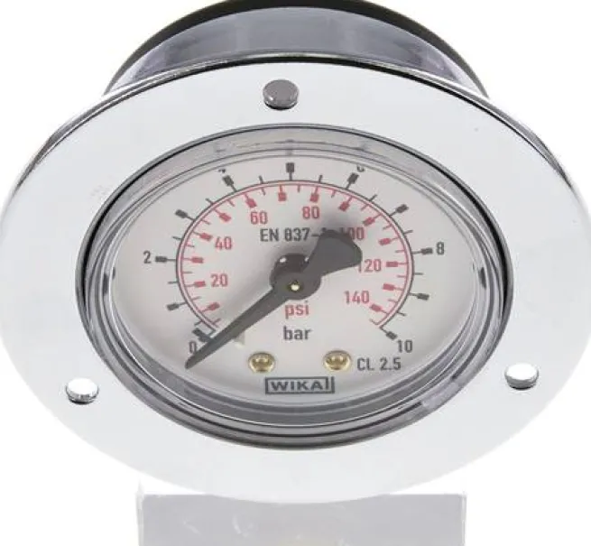 Einbaumanometer (CrNi/Ms), Frontring, 50mm, 0 - 10 bar