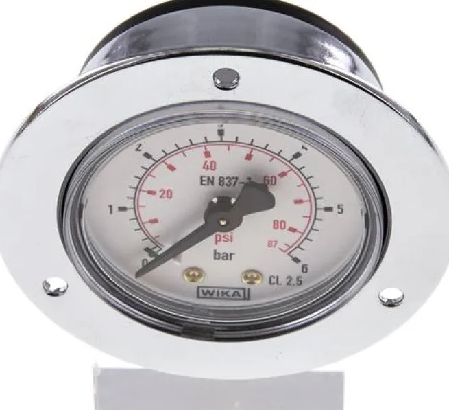Einbaumanometer (CrNi/Ms), Frontring, 50mm, 0 - 6 bar