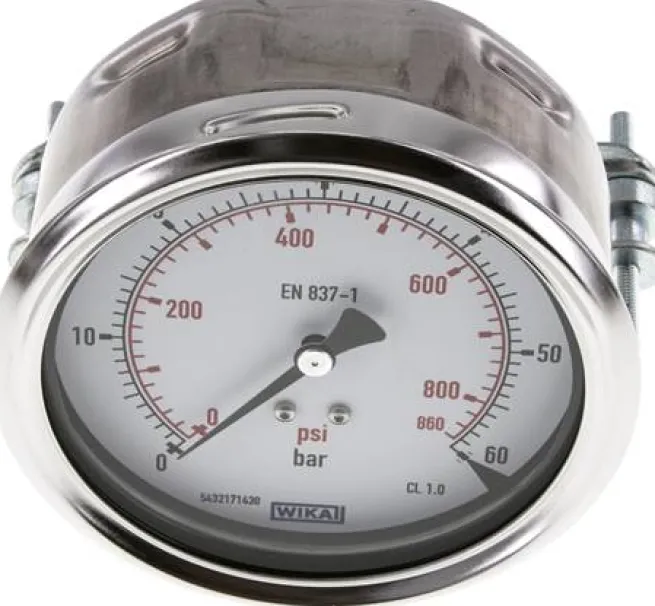 Einbaumanometer, 3-kant-Frontring, 100mm, 0 - 60 bar