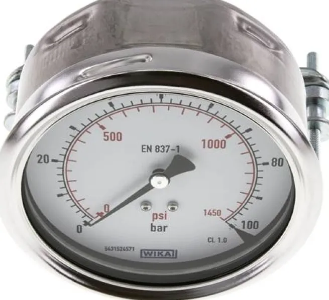 Einbaumanometer, 3-kant-Frontring, 100mm, 0 - 100 bar