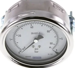 Einbaumanometer, 3-kant-Frontring, 100mm, 0 - 6 bar