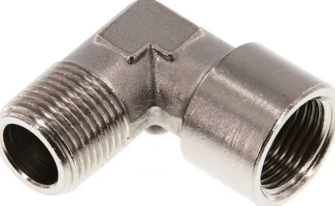 90°-Einschraubwinkel G 3/8"(IG)-R 3/8"(AG), Messing vernickelt