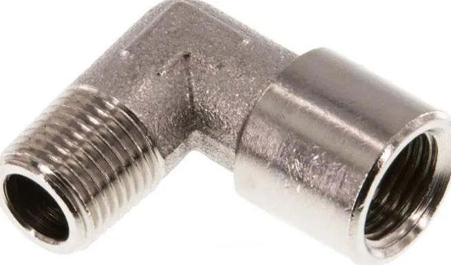 90°-Einschraubwinkel G 1/8"(IG)-R 1/8"(AG), Messing vernickelt