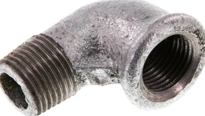 90°-Einschraubwinkel Rp 1/2"(IG)-R 1/2"(AG), Temperguss verzinkt