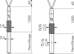 Einsteck-Widerstandsthermometer Pt100 (2-Leiter), 10x200mm