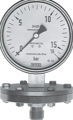 ES-Plattenfeder-Manometer senkrecht, 100mm, 0 - 160 mbar bar