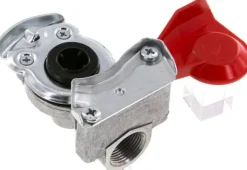 Fahrzeugkupplung M 22x1,5(IG), Vorrat (rot) für Zugmaschinen, DIN 74254 (mit Ventil)
