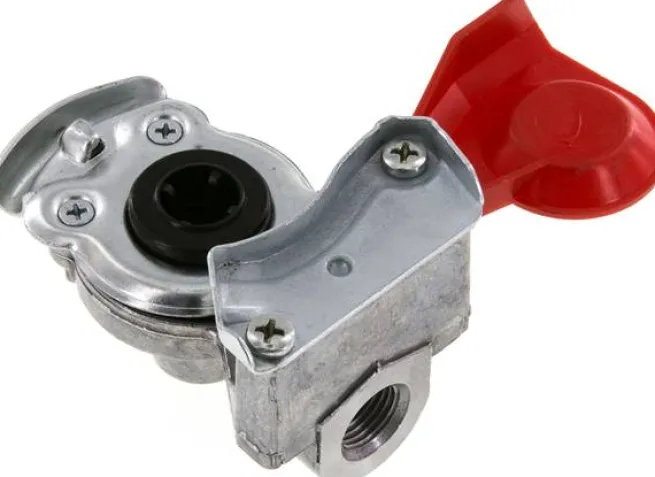 Fahrzeugkupplung M 16x1,5(IG), Vorrat (rot) für Zugmaschinen, DIN 74254 (mit Ventil)