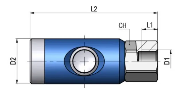 FAIRAIR Sicherheitskupplung SSK-7,4-1/2I, G 1/2 Innengewinde drehbar NW 7,4, eloxiert, FA60016