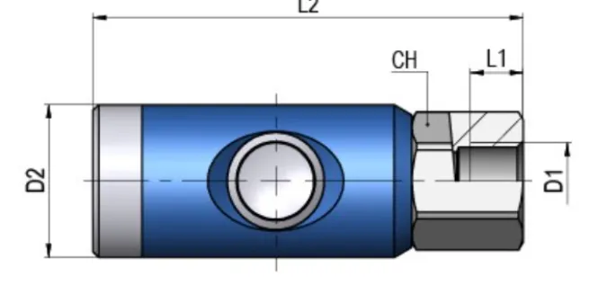 FAIRAIR Sicherheitskupplung SSK-7,4-3/8I, G 3/8 Innengewinde drehbar NW 7,4, eloxiert, FA60015