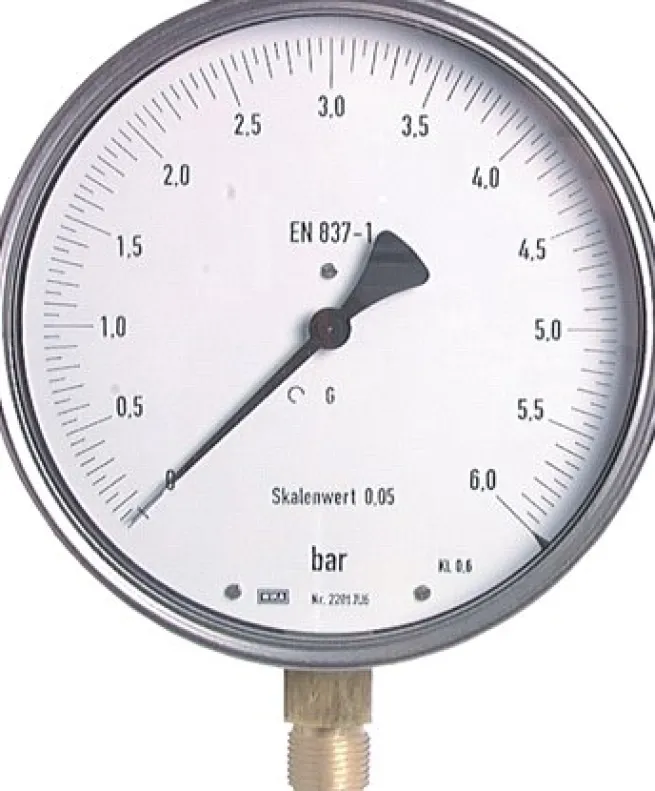 Feinmess-Manometer senkrecht, 160mm, 0 - 16 bar