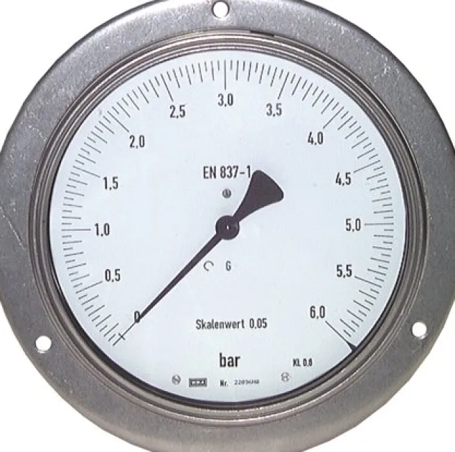 Feinmess-Manometer waagerecht, 160mm, 0 - 16 bar
