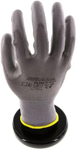 Feinstrick Handschuh mit PU-Teilbeschichtung, fusselfrei, grau, XXl, Schutzklasse (EN 388) 4.1.3.1.X