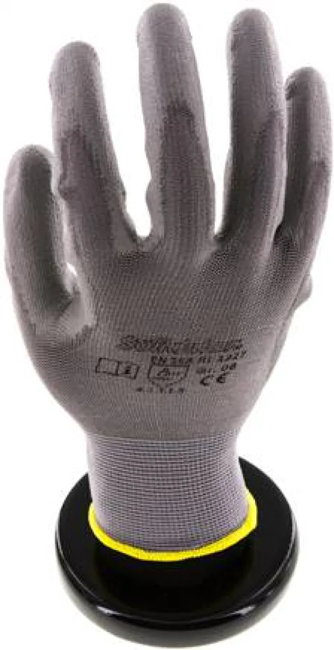 Feinstrick Handschuh mit PU-Teilbeschichtung, fusselfrei, grau, XXl, Schutzklasse (EN 388) 4.1.3.1.X