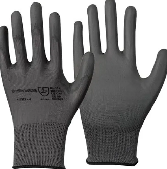 Feinstrick Handschuh mit PU-Teilbeschichtung, fusselfrei, grau, XXl, Schutzklasse (EN 388) 4.1.3.1.X