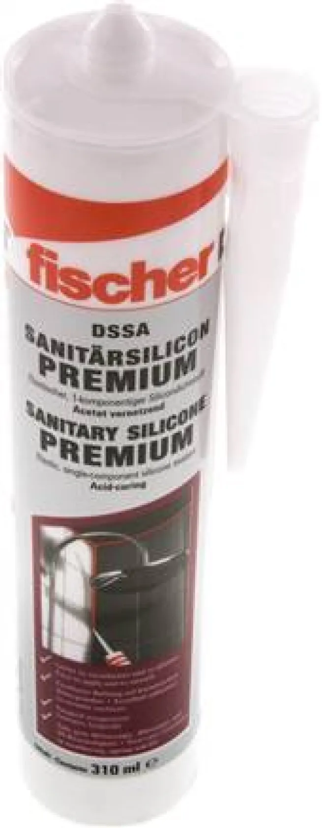 FISCHER Sanitärsilikon DSSA, transparent, 310 ml Kartusche